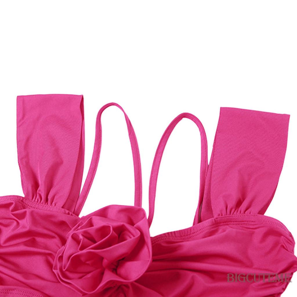 Đầm Midi Không Tay Nhún Bèo Họa Tiết Hoa Thời Trang Mùa Hè Cho Nữ