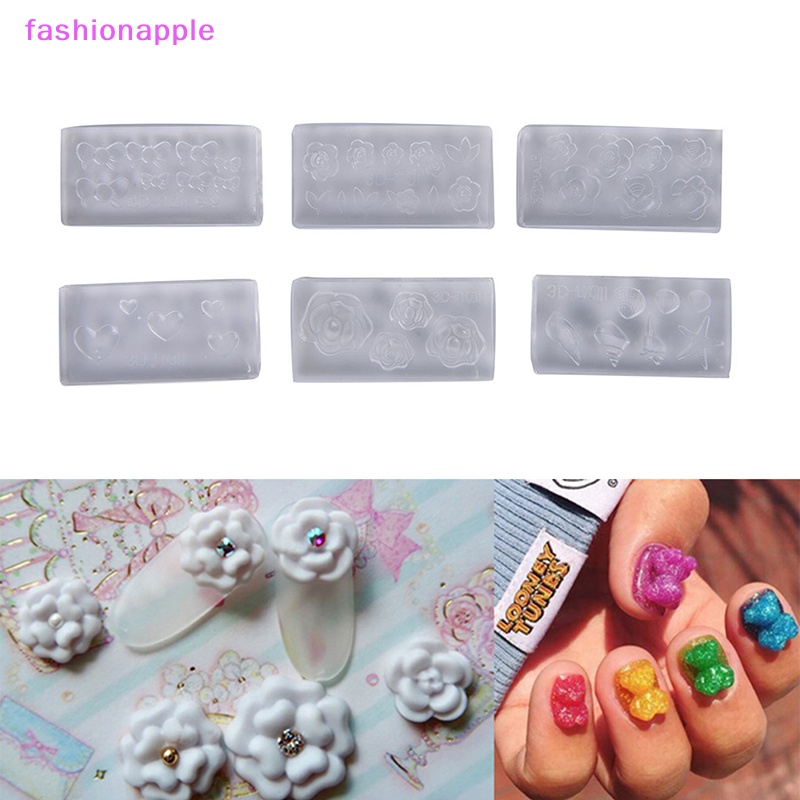 Set 6 Khuôn Silicone Tạo Hình Trang Trí Móng Tay 3D DIY
