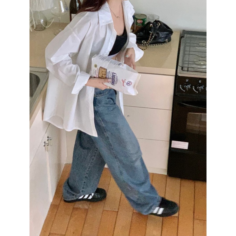 Áo Kiểu Tay Dài Dáng Rộng Màu Trơn Thiết Kế Mới Thời Trang Mùa Hè Dành Cho Phá