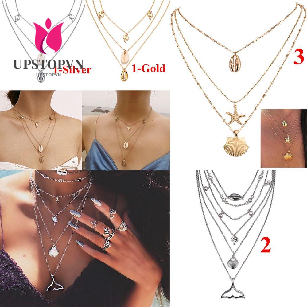 Vòng cổ Nhiều Lớp Vỏ Sò Thời Trang Mùa Hè|Trang Sức Vòng Đeo Tay Thời Trang Đi Biển Sành Điệu