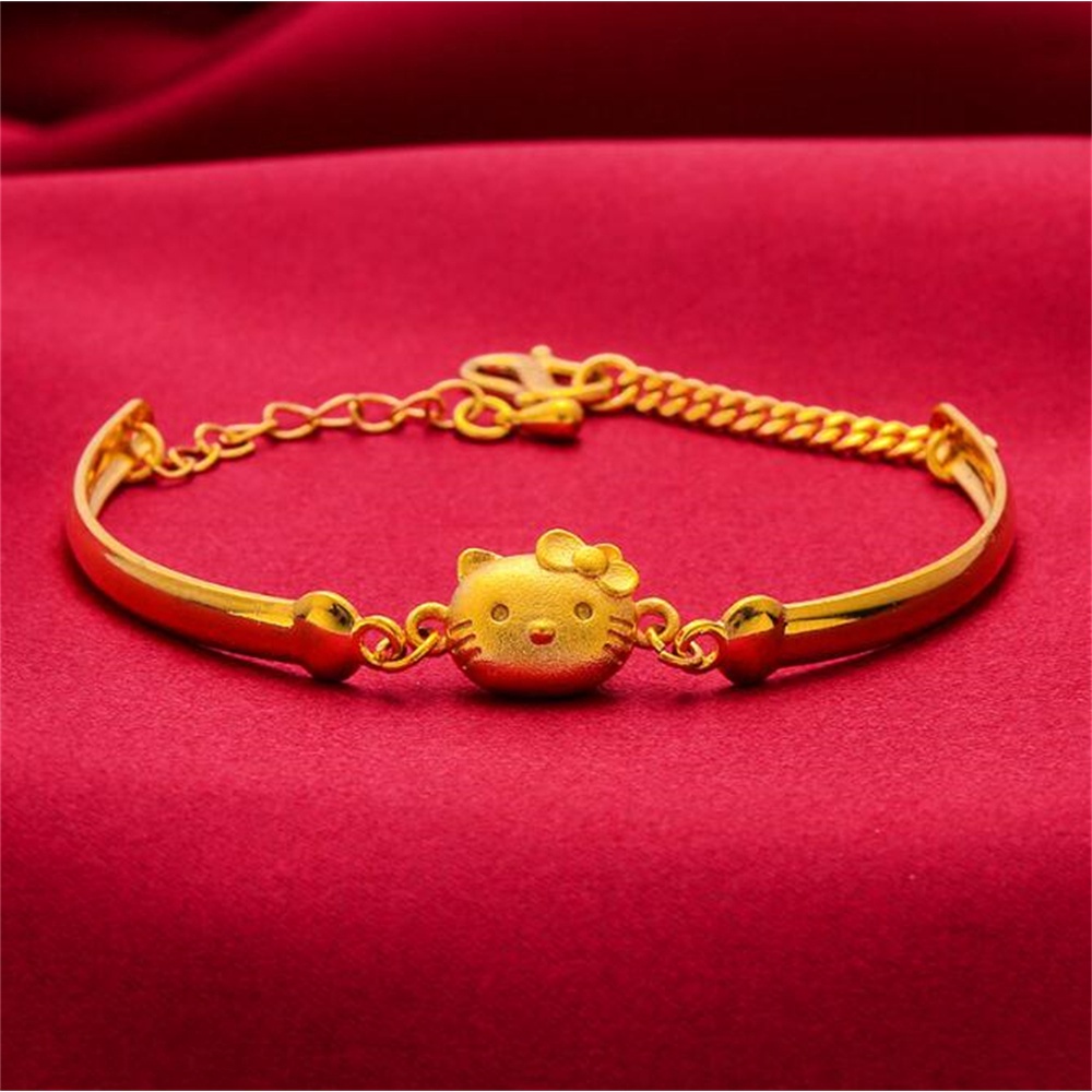 Vòng Tay Mạ Vàng 24k Thiết Kế Đơn Giản Phong Cách Retro Thời Trang Cho Nữ