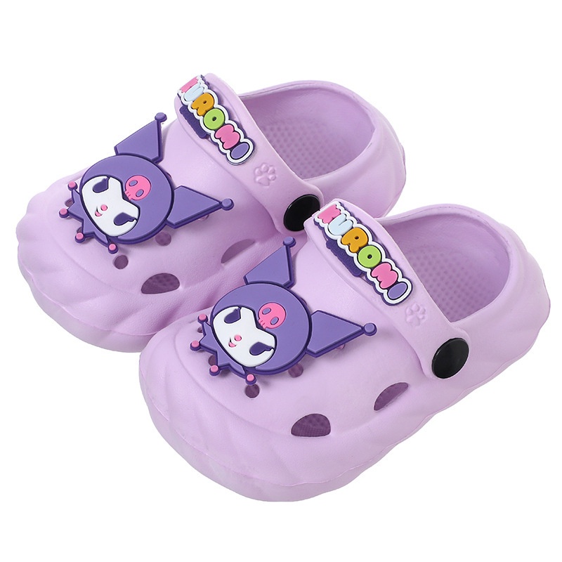 Dép Đi Trong Nhà Đế Mềm Chống Trượt Họa Tiết Kuromi Dễ Thương Cho Bé Gái