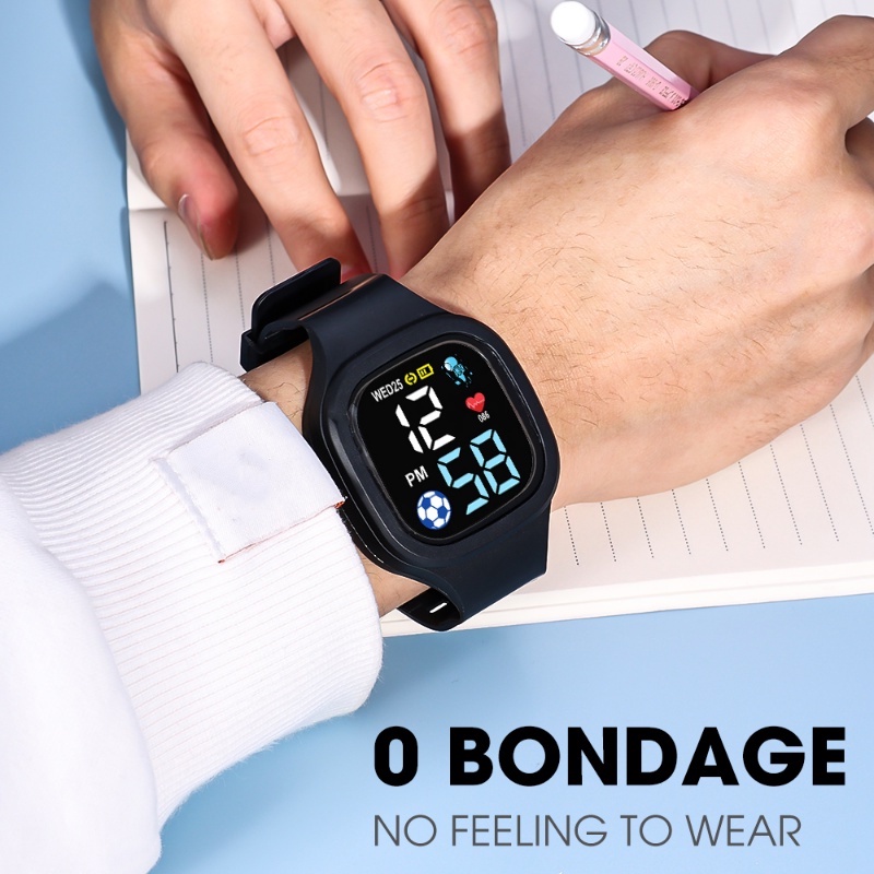 [Đặc trưng] Đồng Hồ Điện Tử LED Kỹ Thuật Số Dáng Vuông Chống Nước Đa Năng Thời Trang Cho Bé