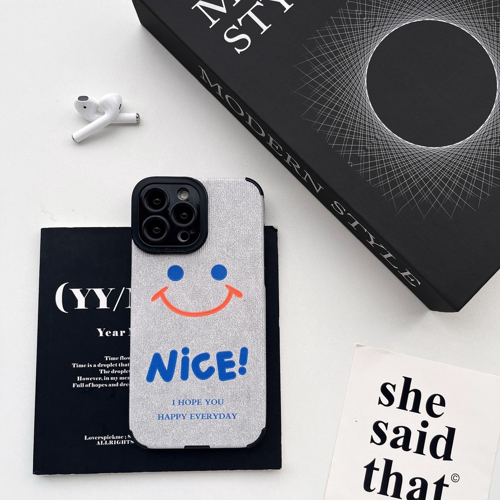 Ốp Điện Thoại tpu Dẻo Màu Xám Họa Tiết Mặt Cười Đơn Giản Chống Rơi Cho iPhone 14 13 12 11 Pro Max XS XR 7 8 Plus
