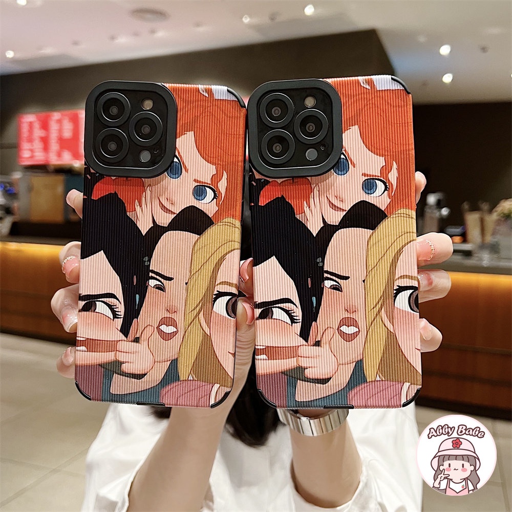 Ốp Điện Thoại Da Giả Viền TPU Dẻo In Hình Công Chúa Vui Nhộn Cho IPhone 14 Pro Max 11 12 11 Pro Max X XS 7Plus