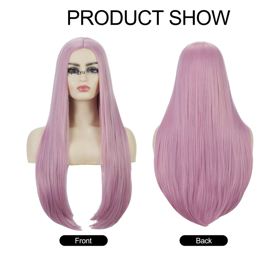 Bộ Tóc Giả 70-75CM Màu Hồng Đen Hóa Trang Halloween