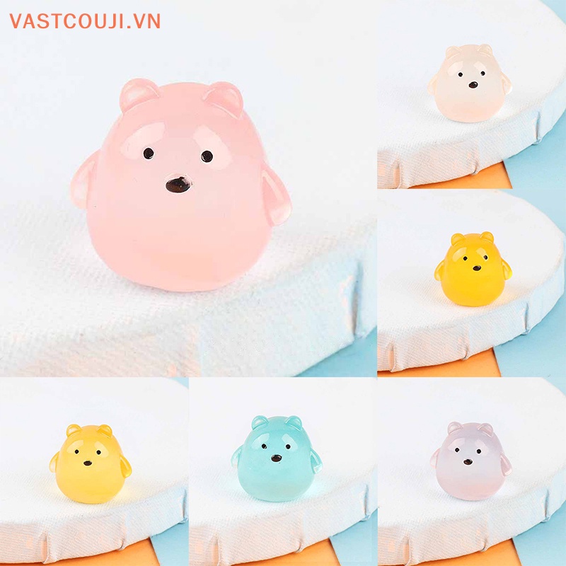 Bộ 2 Kẹp Tóc Hình Chú Gấu Nhỏ Bằng Nhựa Resin Phát Quang Độc Đáo Trang Trí Tiểu Cảnh DIY