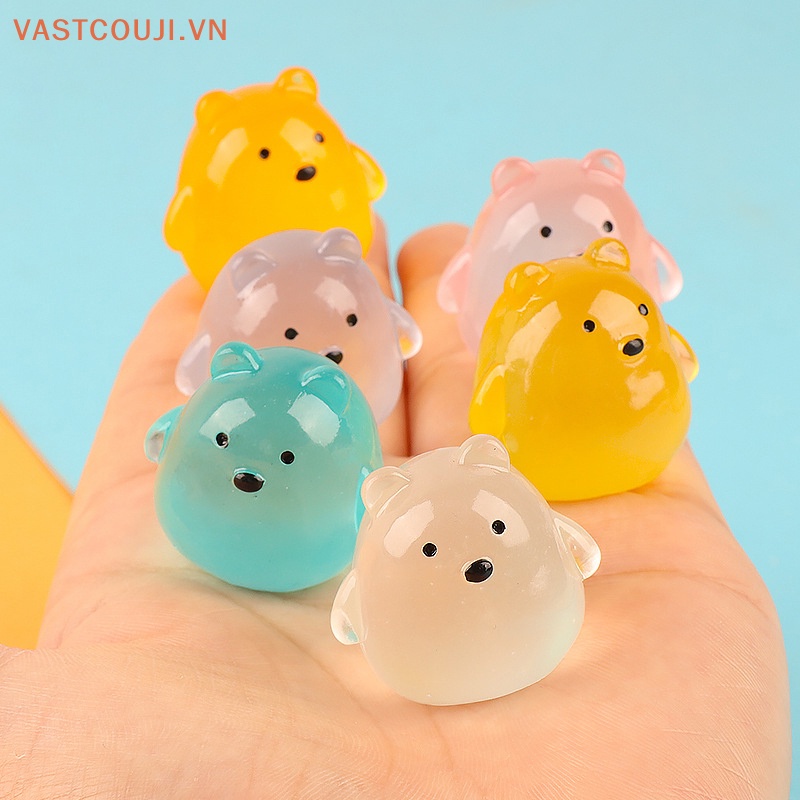 Bộ 2 Kẹp Tóc Hình Chú Gấu Nhỏ Bằng Nhựa Resin Phát Quang Độc Đáo Trang Trí Tiểu Cảnh DIY