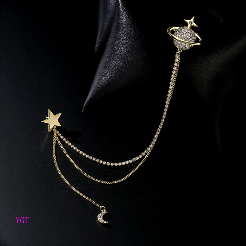 Ygt Ghim Cài Áo Hình Bông Tuyết Ngôi Sao Mặt Trăng Tua Rua Đính Đá Zircon Cho Nữ