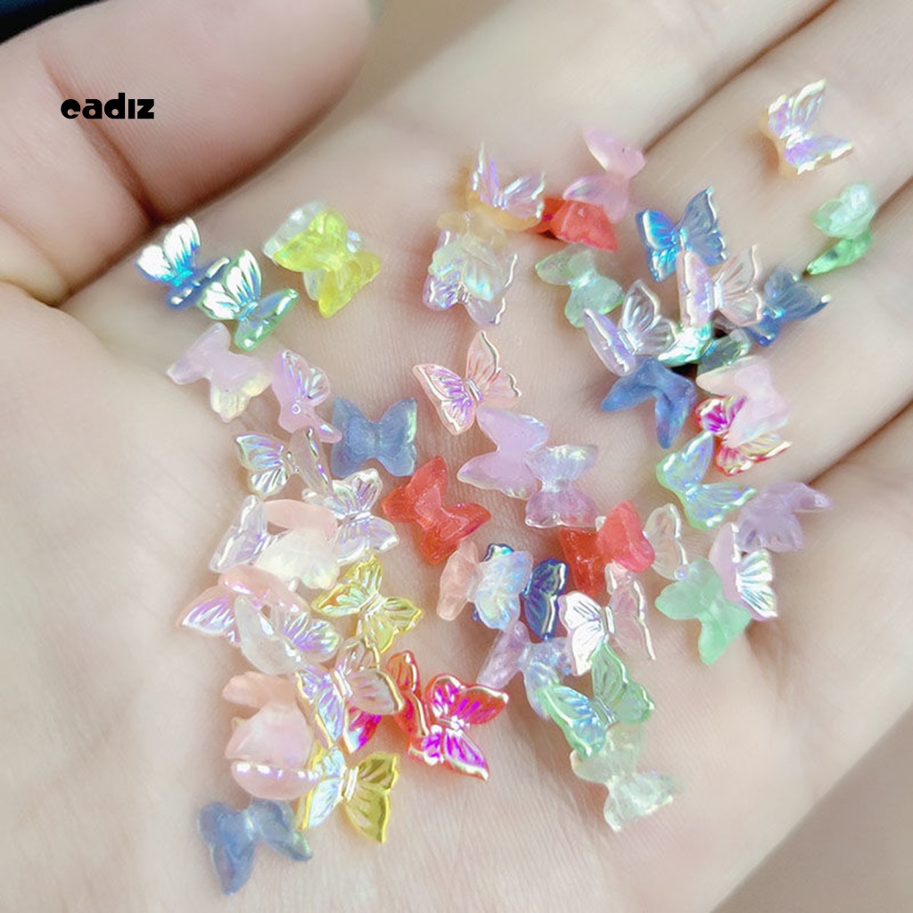 Bộ 100 Phụ Kiện Trang Trí Móng Tay Hình Bướm Nhiều Màu Sắc Chống Phai DIY