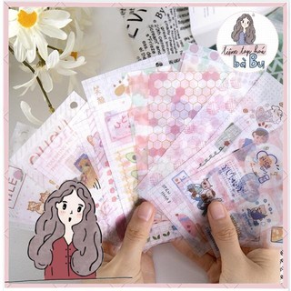 Cuốn 20 tờ stickers dễ thương nhiều tông màu và chủ đề DIY