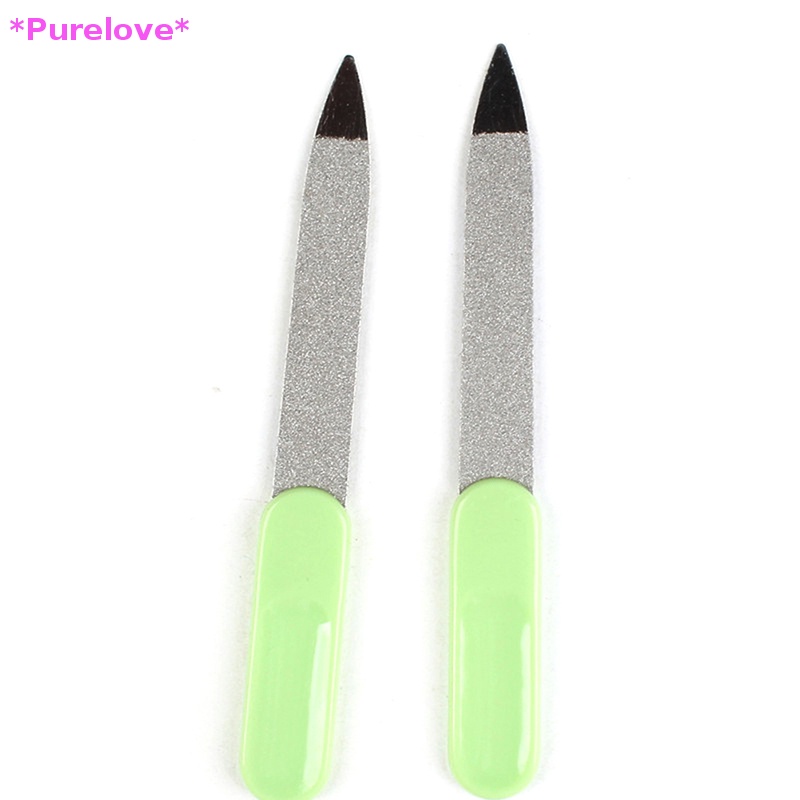 Set 2 Cây Dũa Móng Tay Bằng Thép Không Gỉ Hai Mặt Tiện Dụng Mới