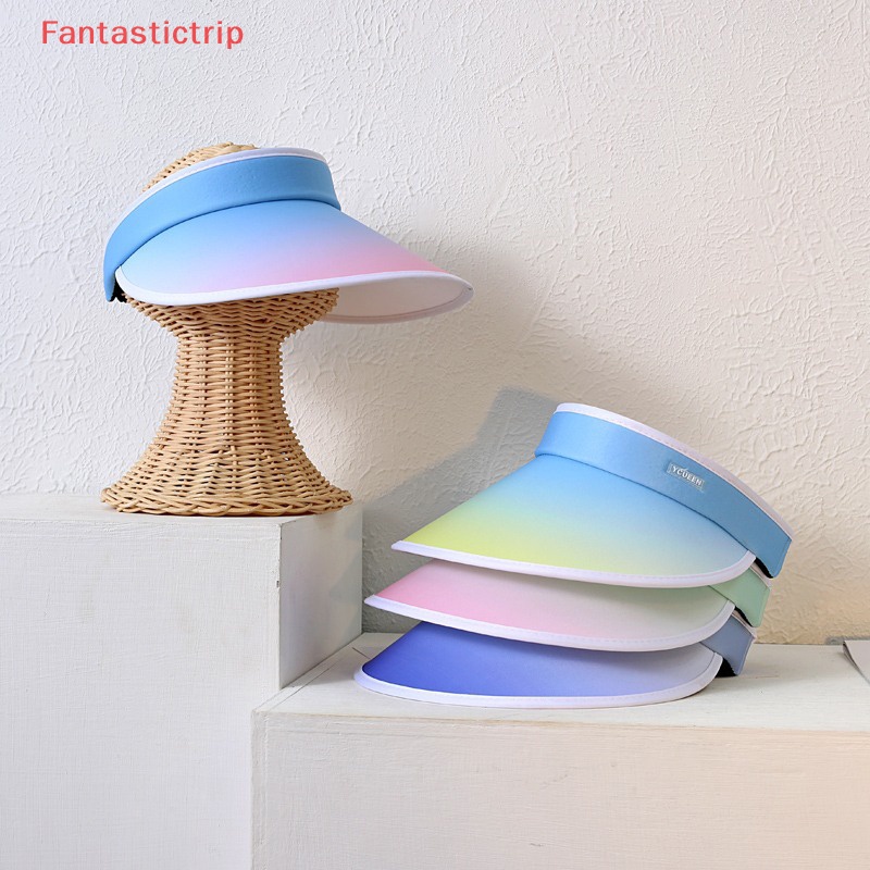 Mũ Chống Nắng Vành Rộng Hở Chóp Màu Gradient Chống Tia UV Có Thể Điều Chỉnh Kích Cỡ Thời Trang Mùa Hè Cho Nữ