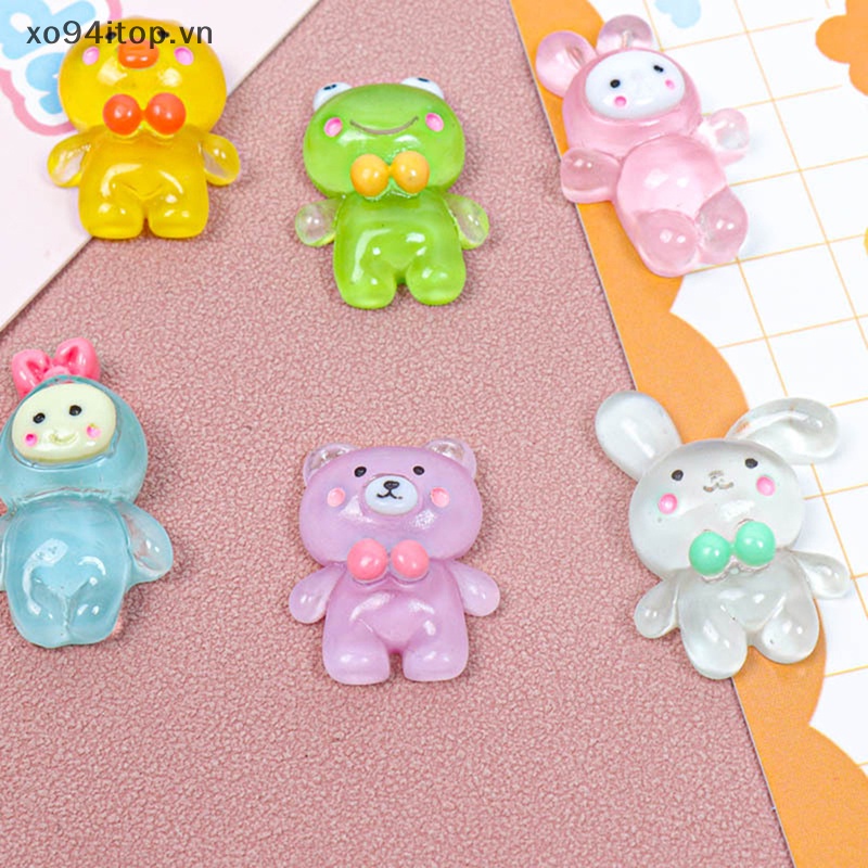 Xoitop Set 5 Phụ Kiện Trang Trí Điện Thoại Hình Động Vật Hoạt Hình Dạ Quang DIY