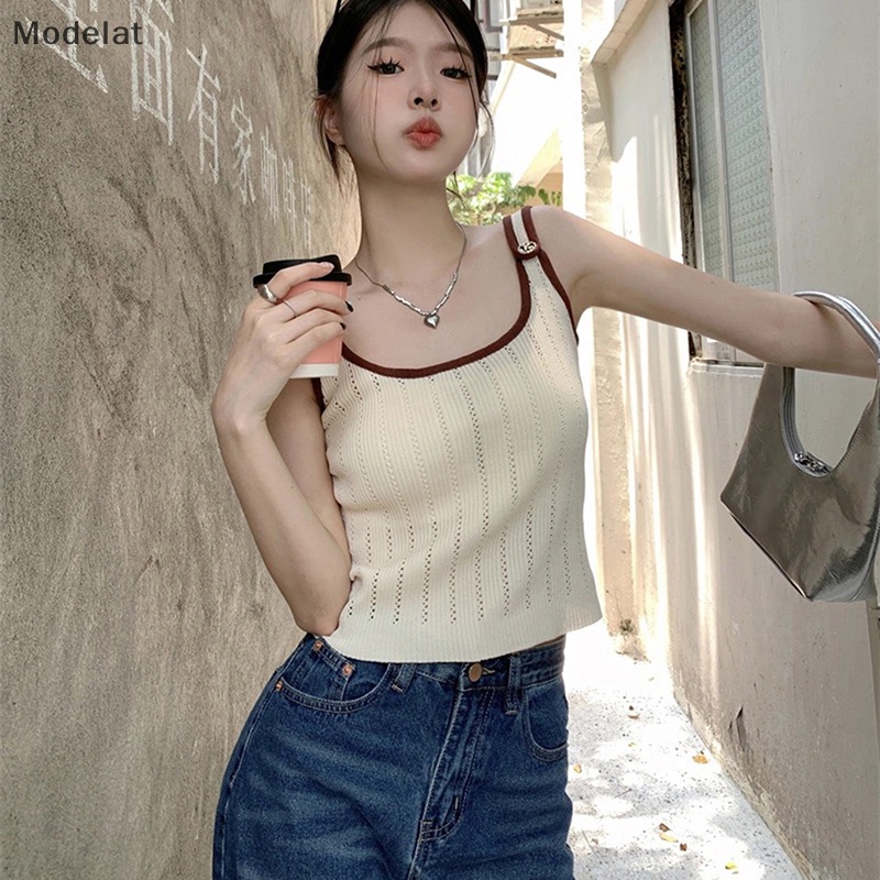 Mfc Áo Dệt Kim Không Tay Dáng Ôm Màu Tương Phản Thời Trang Mùa Hè Dành Cho Nữ