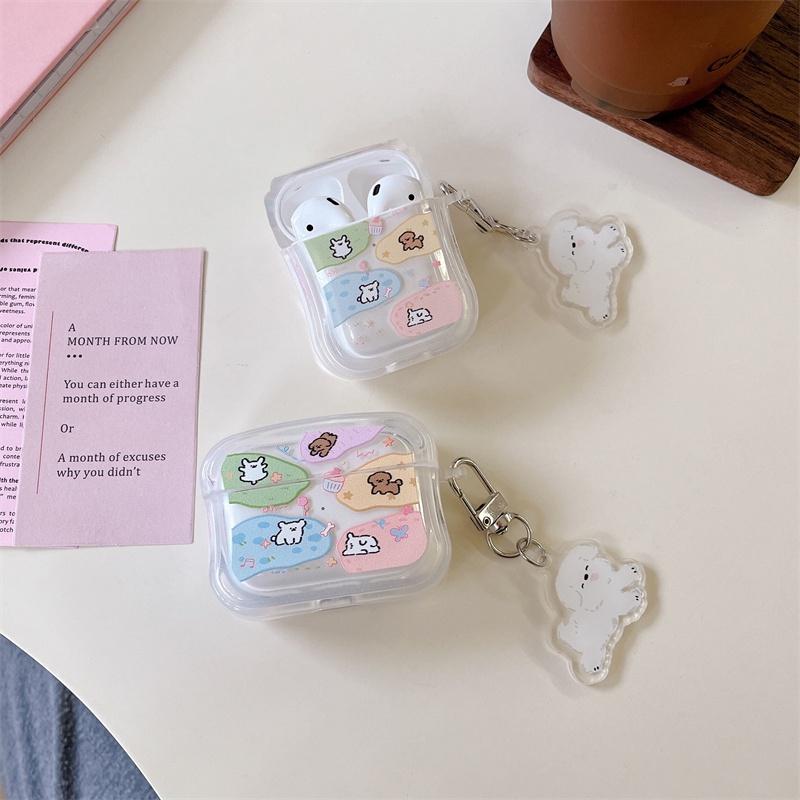 Vỏ Bảo Vệ Hộp Sạc Tai Nghe Bluetooth Không Dây Airpods1 / 2 3 Pro Pro2 Air Pods Pro 3 Hình Chú Chó Dễ Thương Ốp