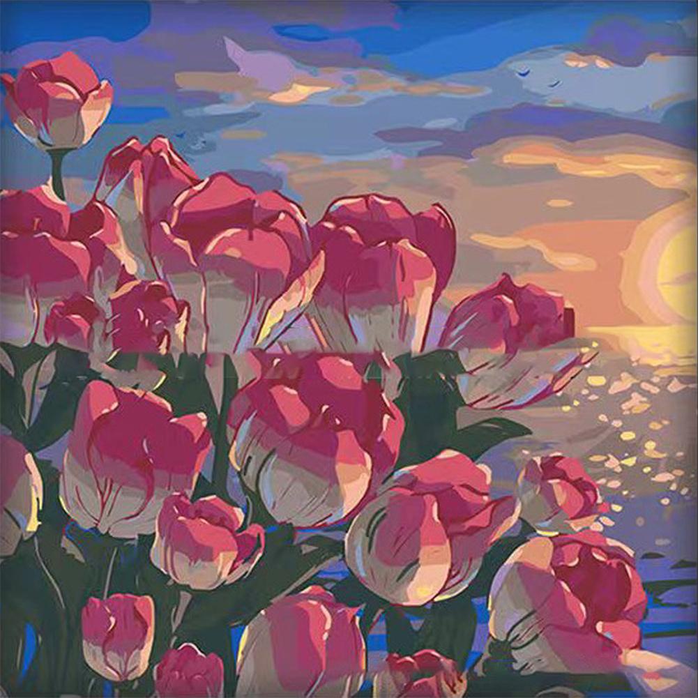 Tranh Sơn Dầu Tự Làm Hình Hoa Tulip Nhiều Màu Sắc R9S8