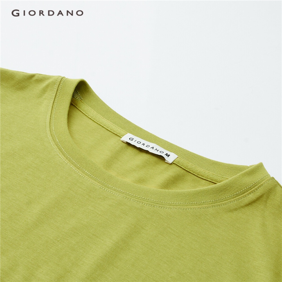 Áo thun GIORDANO 18323909 tay ngắn nhẹ xếp nếp bất đối xứng dành cho nữ