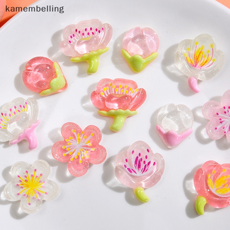 Set 10 Hoa Anh Đào Mini Bằng Nhựa Resin Trang Trí Ốp Điện Thoại