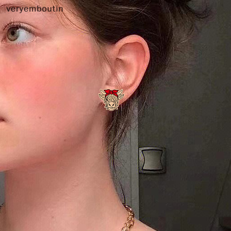 Bông Tai Đinh Tán Hình Bò Nông Trại Đồng Quê Cao Trong 1