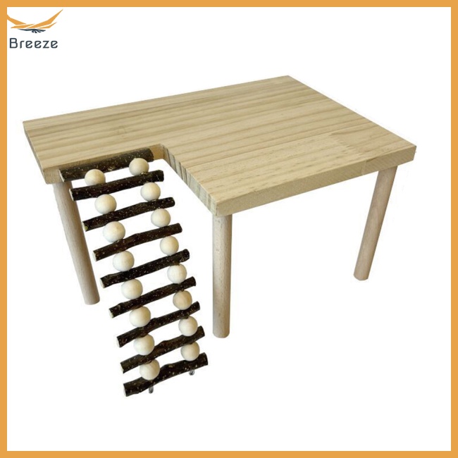 Giá Đỡ Hai Tầng Bằng Gỗ Tự Nhiên Cho Chuột Hamster Leo Trèo