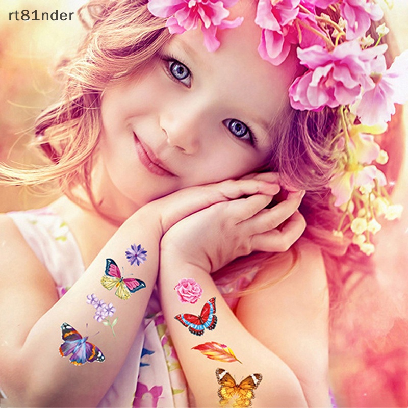 Set 10 Hình Xăm Dán Chống Nước Hình Bướm Nhiều Màu Dễ Thương Cho Bé