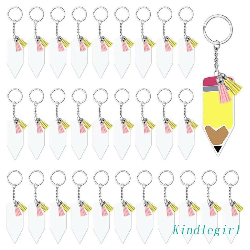 Bộ Móc Chìa Khóa Bằng Acrylic Trong Suốt Phối Dây Xích Tua Rua DIY