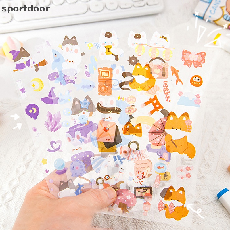 Bộ 5 Miếng Dán PET Hình Thỏ / Gấu Dễ Thương Dùng Trang Trí Sổ Tay / Nhật Ký DIY