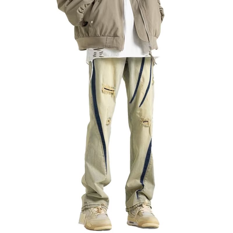 Quần Jean Dài Dáng Rộng Phong Cách Hip Hop Đường Phố Mỹ Thời Trang Mùa Hè Cho Nam
