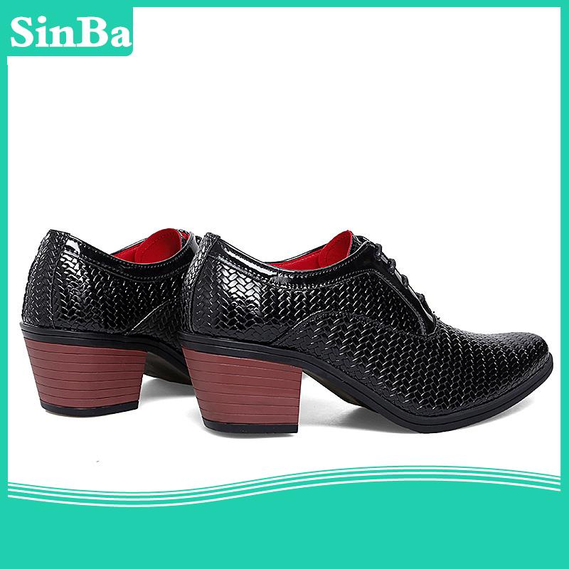 Giày Oxford Da Mềm Chống Thấm Nước Cao 6cm Thắt Dây Thời Trang Công Sở Cho Nam