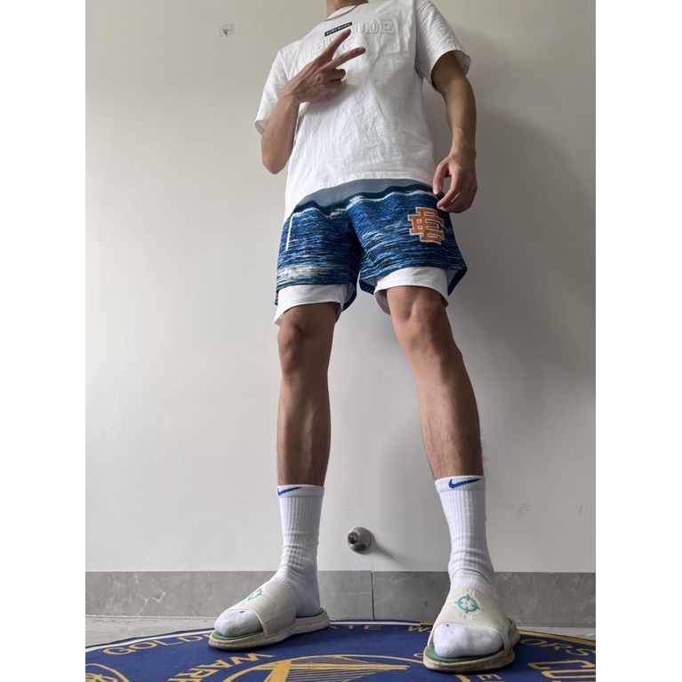 Eric Emanuel Quần Short Thể Thao Bóng Rổ Dài Đến Đầu Gối Dáng Rộng Khô Nhanh Hợp Thời Trang Đường Phố Mỹ