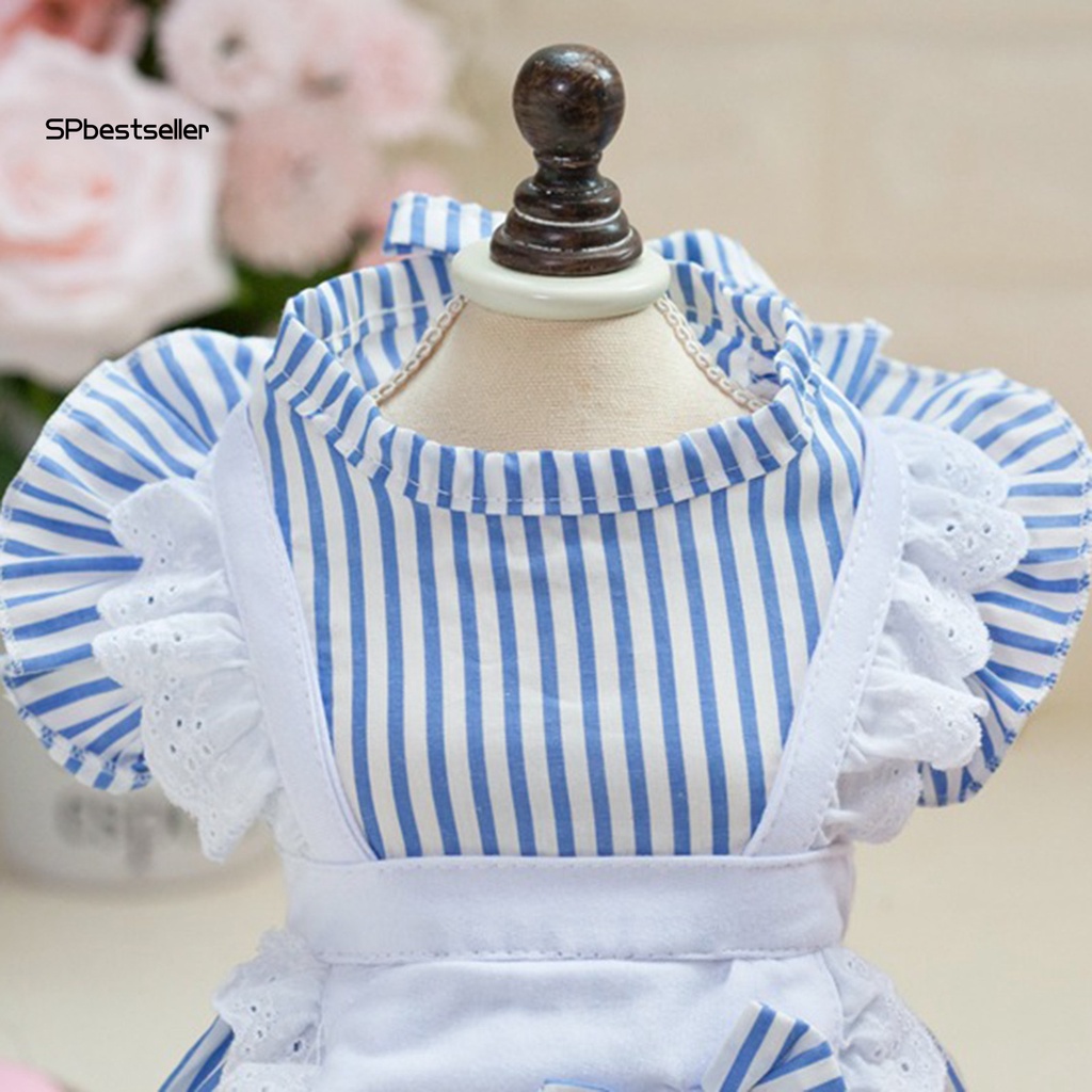 Spbestsellkr Đầm Cotton Họa Tiết Sọc Bắt Mắt Cỡ Vừa Ngọt Ngào Cho Thú Cưng Mặc Hàng Ngày