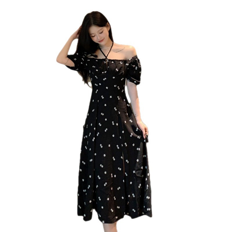 NRVP Đầm Dài Tay Ngắn In Hoa Độc Đáo Thời Trang Mùa Hè Hàn Quốc 2023 Dành Cho Bạn Nữ