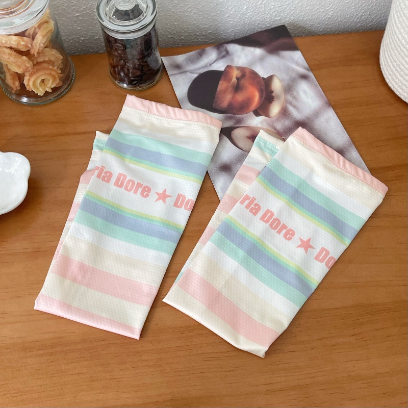 Găng Tay Chống Nắng Bằng Lụa Lạnh Mỏng Dáng Rộng Họa Tiết Kẻ Sọc Chống Tia Cực Tím Thời Trang Mùa Hè Cho