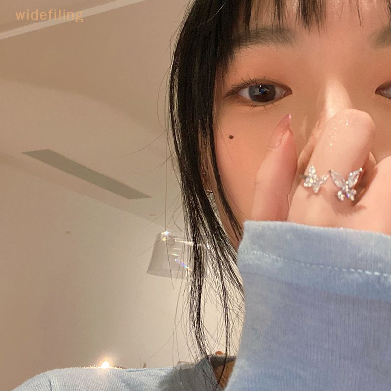 Nhẫn Hở Hình Bướm Lấp Lánh Bằng Hợp Kim Phong Cách Hàn Quốc Thời Trang Cho Nữ