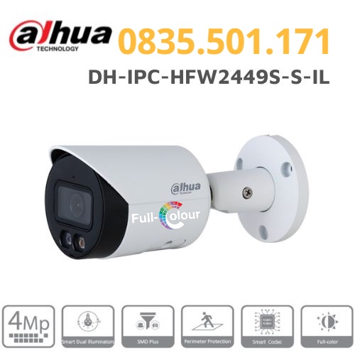 Camera IP 4.0MP Full Color Dahua DH-IPC-HFW2449S-S-IL Tích Hợp Mic Thu Âm, có Màu Ban Đêm -Hàng Chính Hãng BH 2 Năm