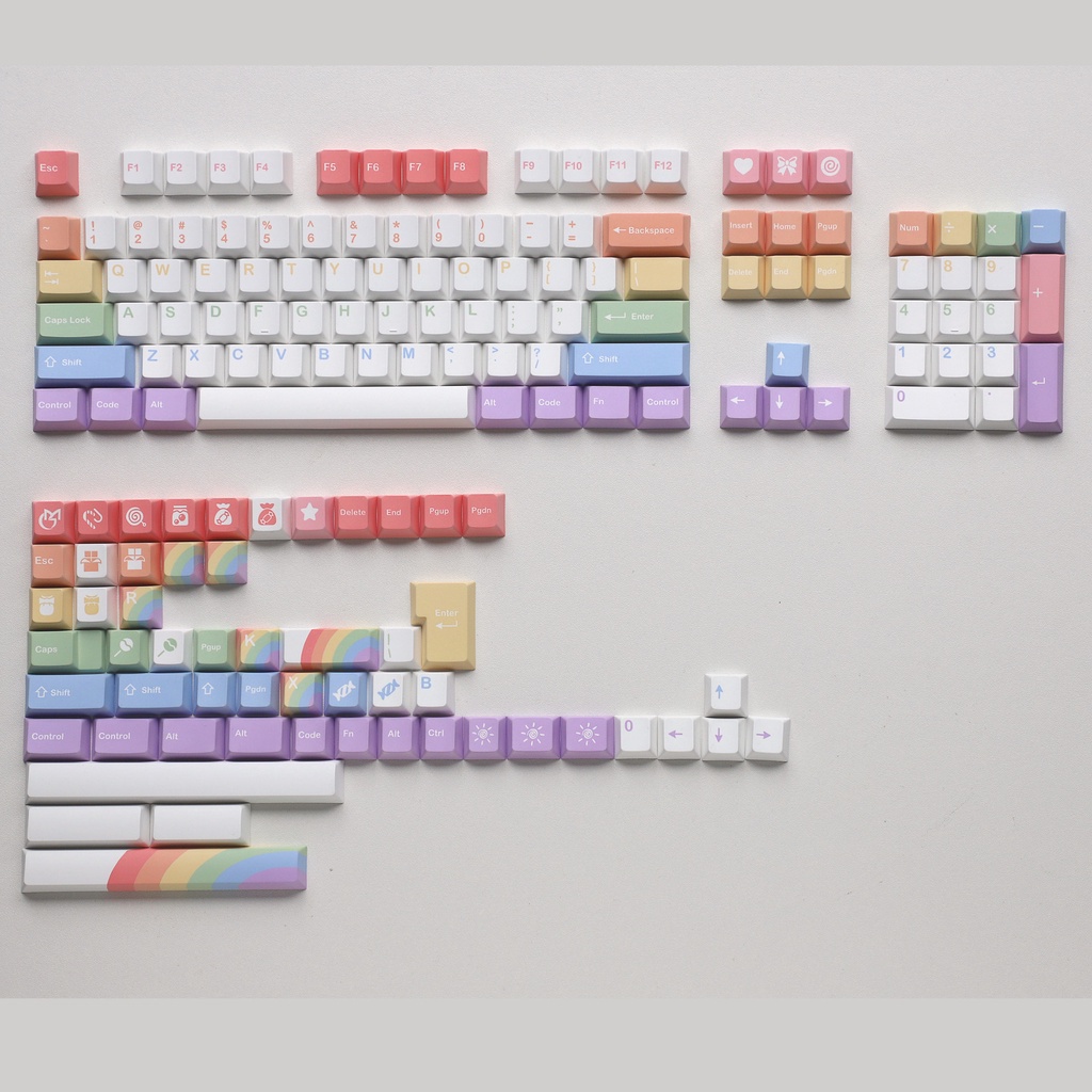 Bộ keycap MG Rainbow 160 nút in dyesub màu cầu vồng chất lượng cao dày 1.5mm - Kicap
