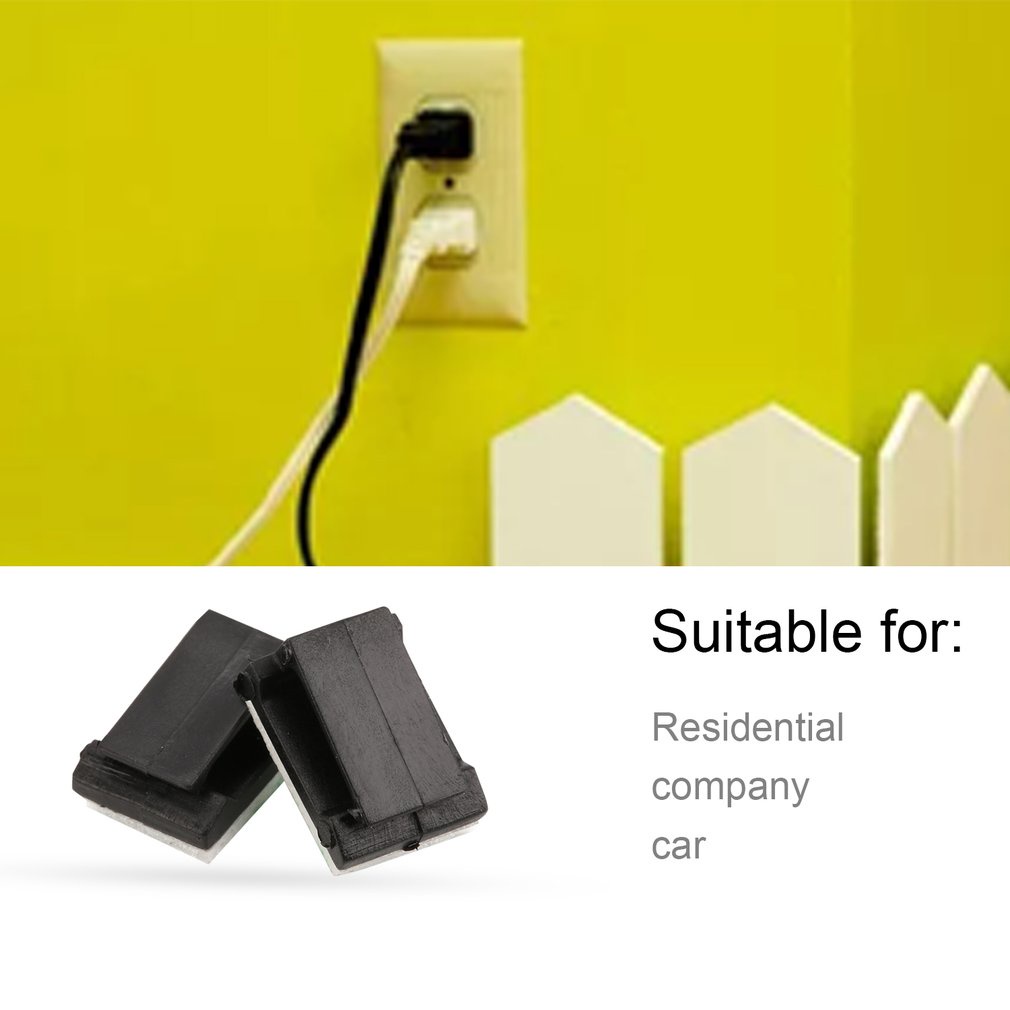 100Pcs/Lot Management Desk Wall Cord Clamps Adhesive Car Cable Clips Flat Winder Drop Wire Tie Fixer Holder [Q/5]