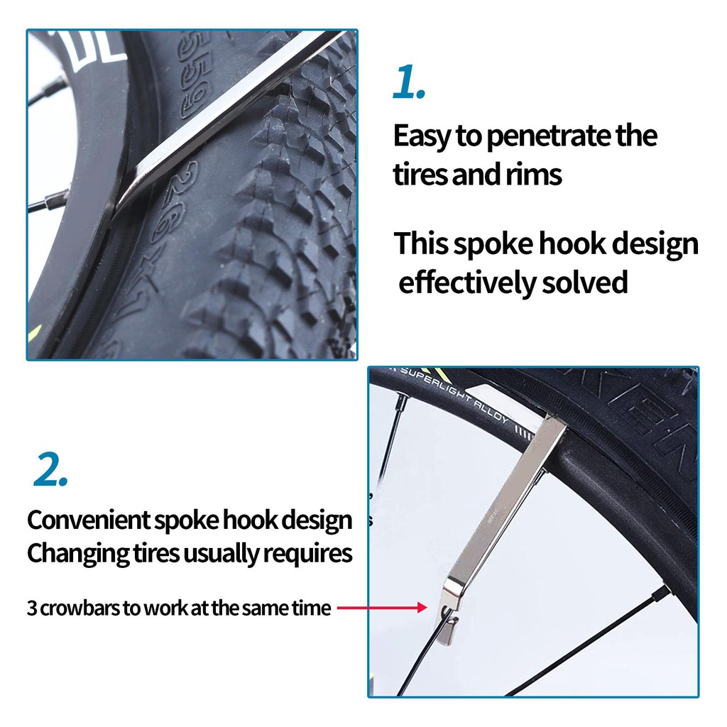 Bộ 3 Dụng Cụ Hỗ Trợ Sửa Chữa Lốp Xe Đạp Bằng Thép Không Gỉ