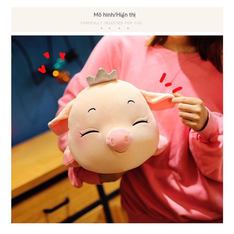 Thú nhồi bông heo vương miện thiên thần dễ thương, búp bê mềm mại tinh tế, món quà lễ hội cho trẻ em và phụ nữ, gối cho cô gái trên giường, đồ chơi nhồi bông là bạn đồng hành ấm áp