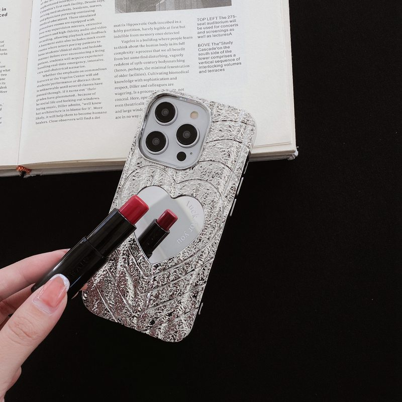 Ốp Điện Thoại Silicon Mặt Gương Hình Trái Tim Cho iPhone XR XS Max 11 12 13 14 Pro Max Shin Case