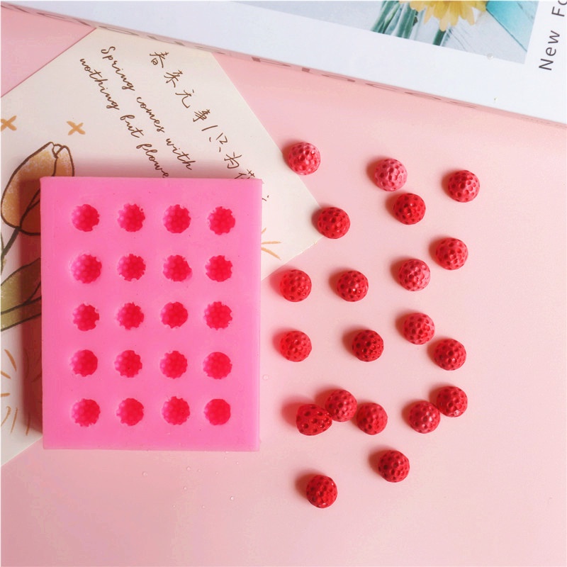 Khuôn Silicone 20 Ngăn Tạo Hình Quả Dâu Trang Trí Bánh