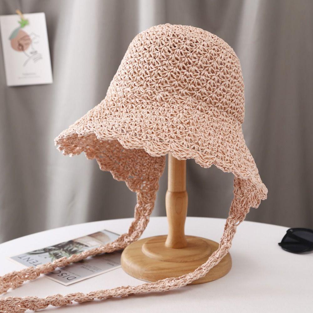 Mũ Rơm Chống Nắng Mùa Hè Dạng Rỗng Kiểu Công Chúa Lolita Thanh Lịch Có Thể Gập Gọn