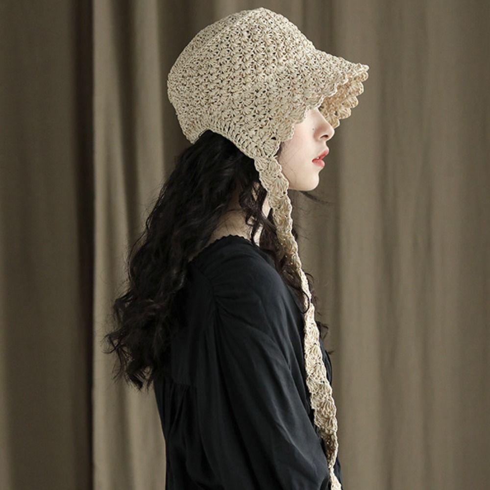 Nón Tai Bèo Đan Cói Thoáng Khí Phong Cách Lolita Hàn Quốc