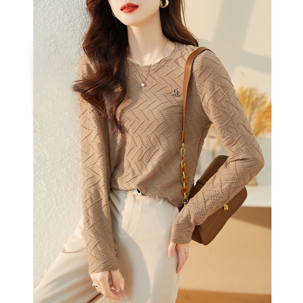 Hàng Mới Về Mới Áo Thun Tay Dài Phong Cách Phương Tây Dễ Phối Đồ