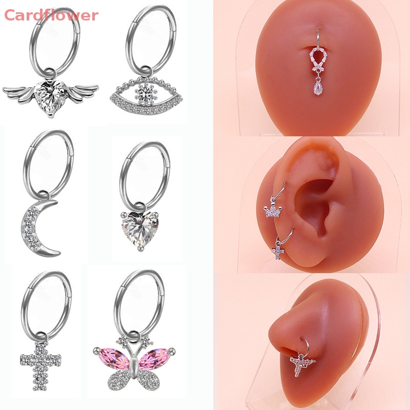 &lt; Cardflower &gt; Khuyên Đeo Mũi / Mắt Trăng / Cánh Bướm / Trái Tim Bằng Thép Không Gỉ Đa Năng Mới