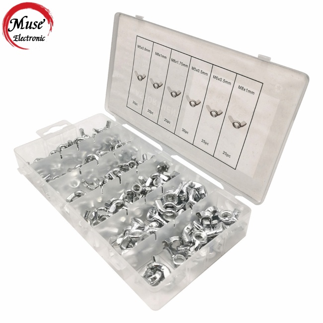 Bộ 150 Đai Ốc Cánh Bằng Hợp Kim Thép M5-m8 Nhiều Kích Thước