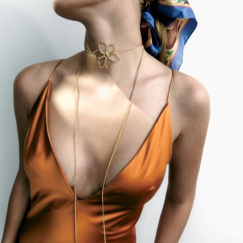 Vòng Cổ Choker Mặt Hoa Nhiều Lớp Cho Nữ