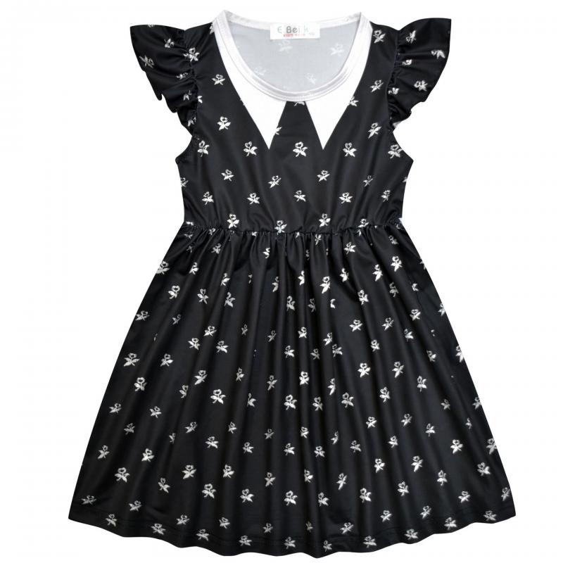 Đầm Hóa Trang Gothic Tay Ngắn Màu Đen Kèm Tóc Giả Cho Bé Gái