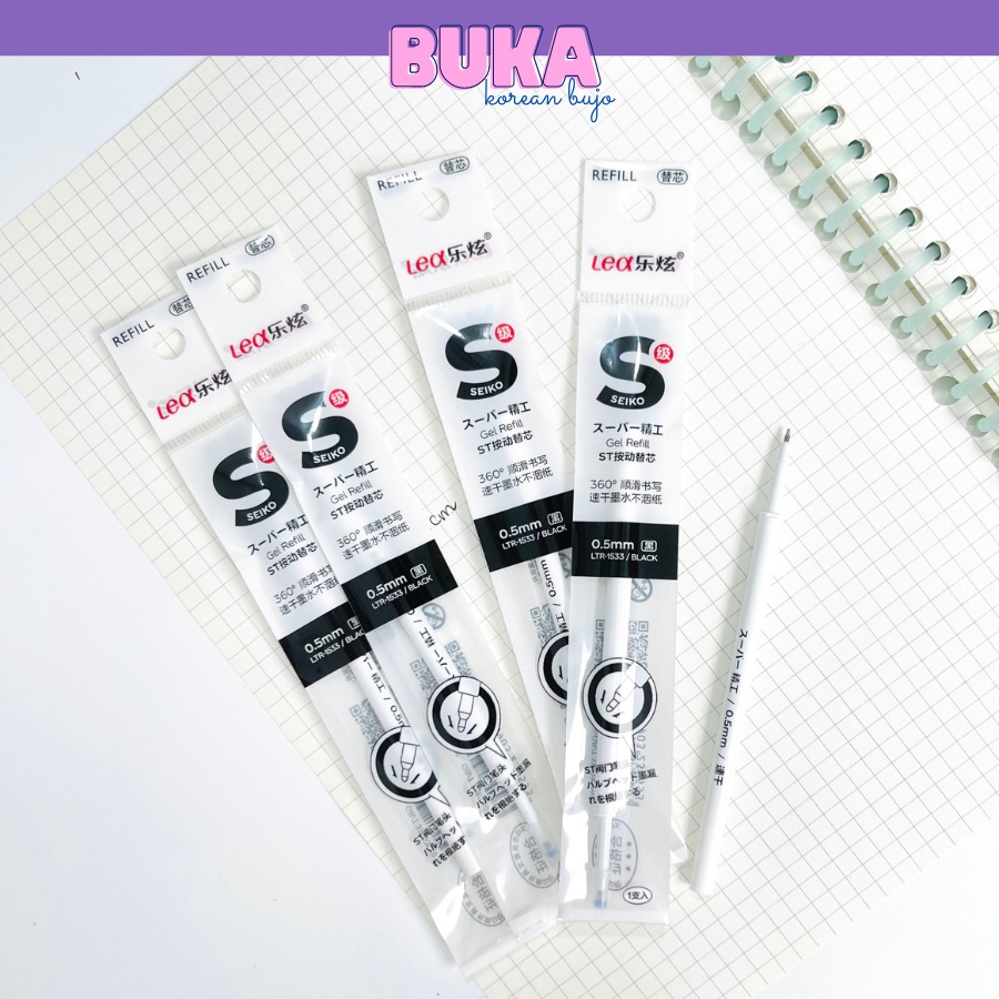 Ruột bút gel bullet 0.5mm Buka Ngòi mực đen 11cm dùng cho bút gel, bút bi bấm